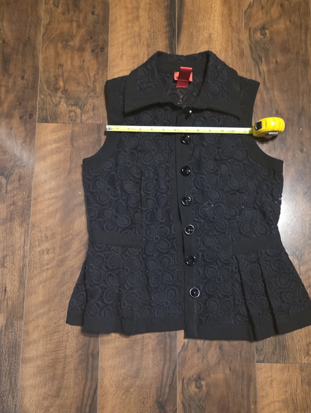 Cristina V Black Sleeveless Peplum Floral Lace Blouse Women’s Size - Picture 3 of 5